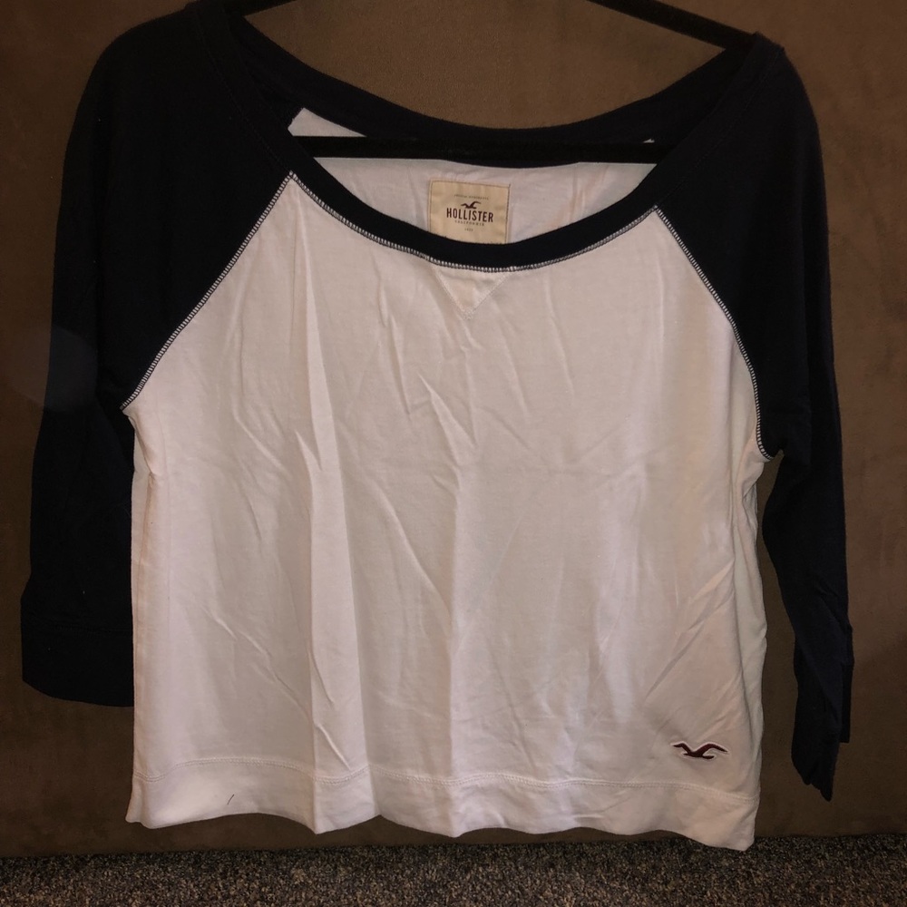 Hollister white with black sleeves shirt  size Med